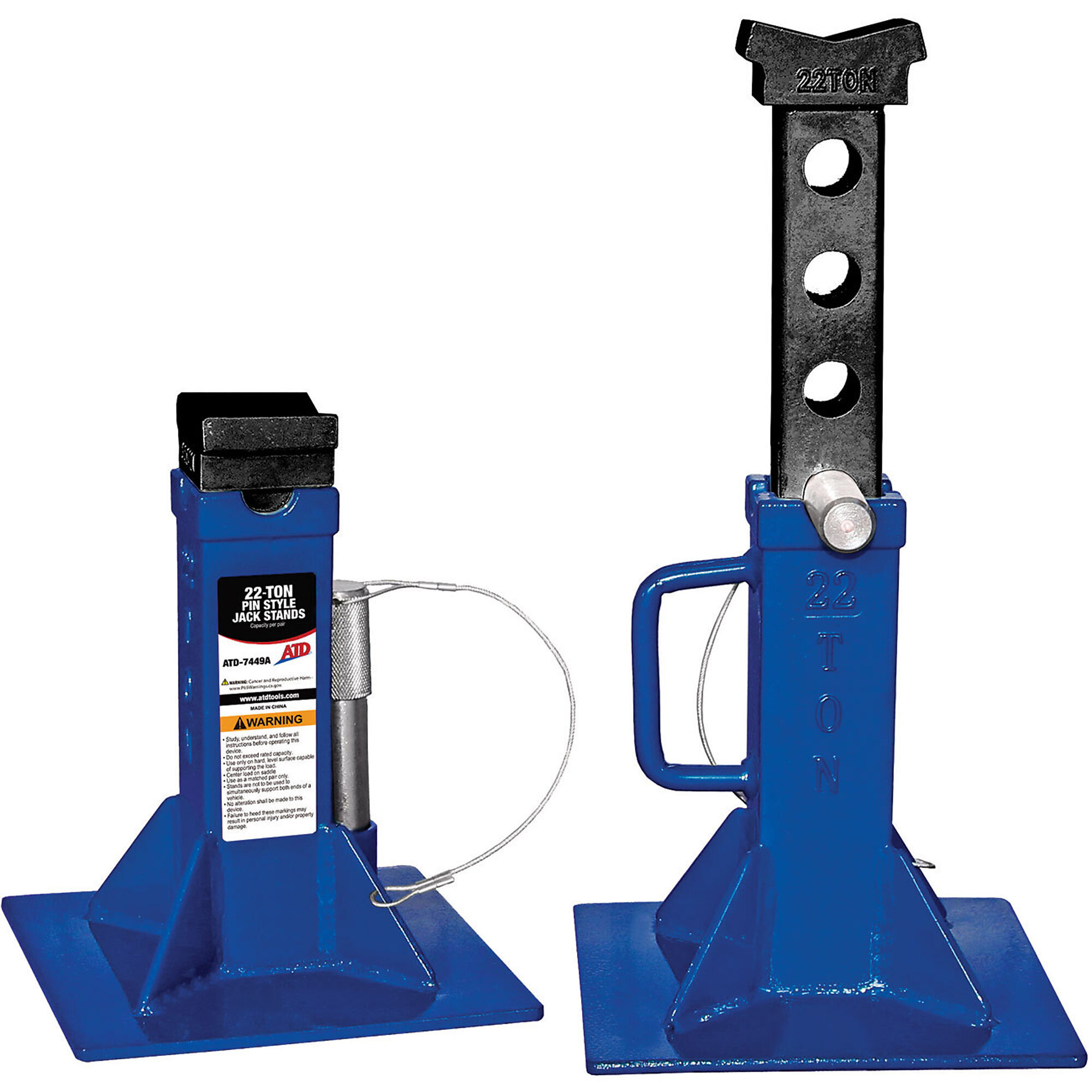 ATD 22 Ton Pin Style Jack Stand Pair, Model# 10682